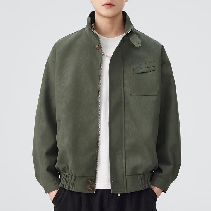 2025秋季新款皮衣男潮流痞帅机车美式防水宽松大码立领夹克外套男