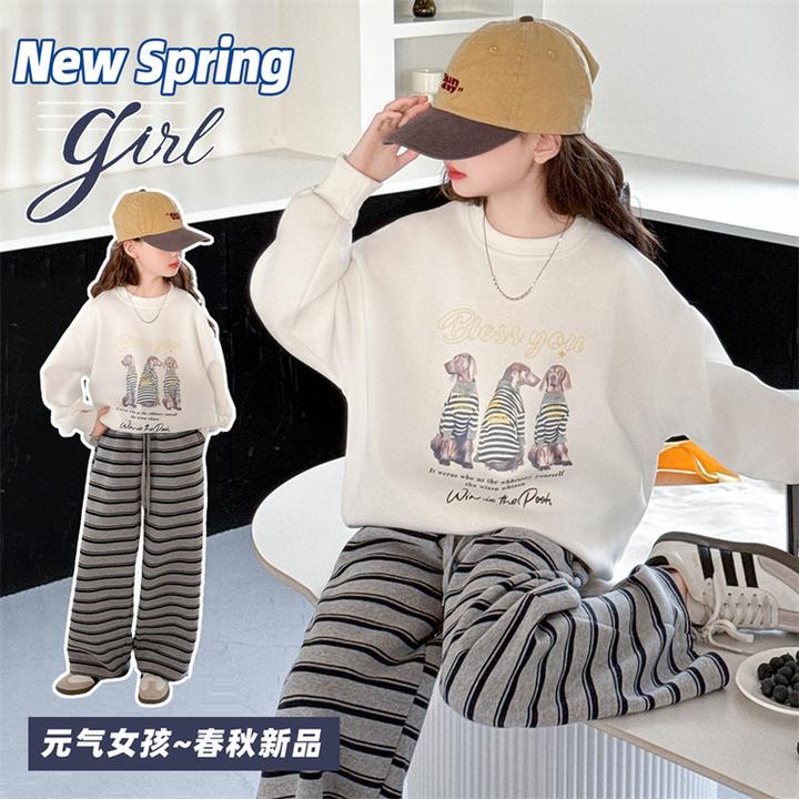 女童装2025新款洋气秋季长袖春季韩版婴儿加厚服套装女儿服3-6岁