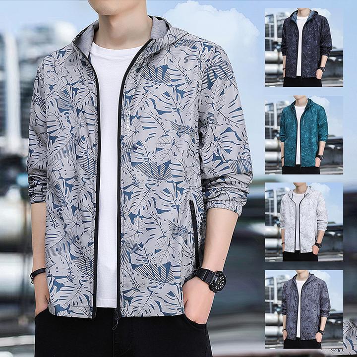 男士防晒衣夏季户外冰丝防水时尚休闲连帽风衣迷彩透气皮肤衣男款