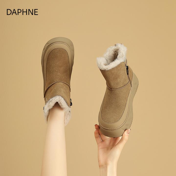 达芙妮厚底雪地靴女2025新款女款短筒时尚加绒加厚冬季防滑短靴