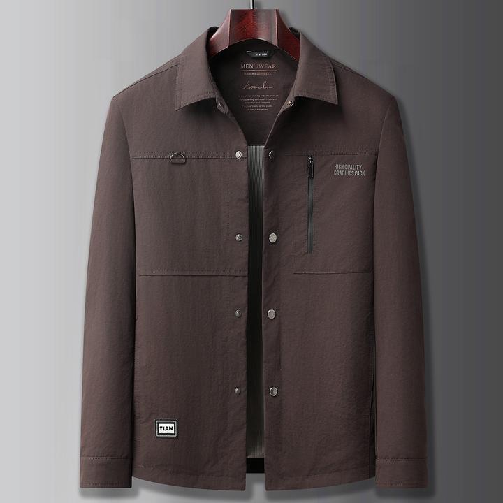 春秋季高端大码男士上衣宽松夹克外套休闲翻领爆款中老年夹克衫