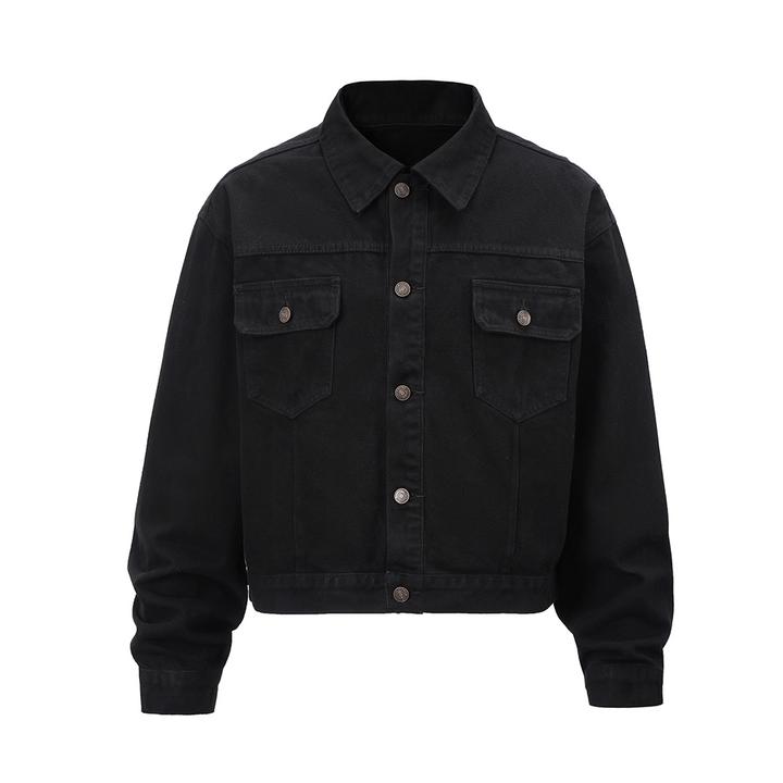 Kanye同款复古ROW风牛仔外套磨毛绒立体剪裁廓型短宽boxy牛仔夹克