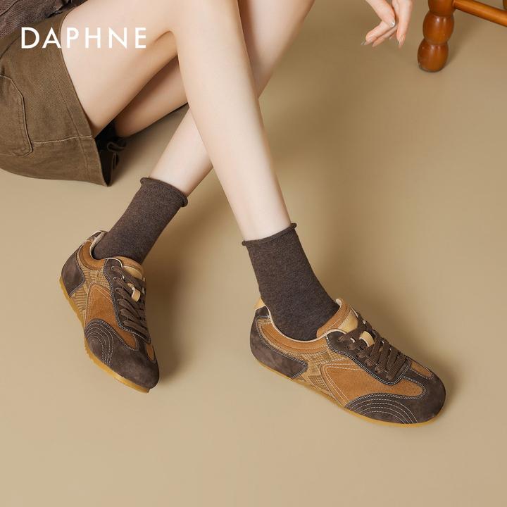 达芙妮网红爆款复古德训鞋女2025秋季不累脚轻便休闲鞋百搭阿甘鞋
