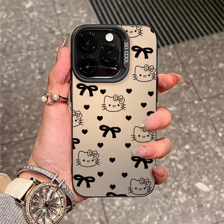 适用iPhone16promax手机壳苹果15彩银壳满屏KT猫14防摔保护套