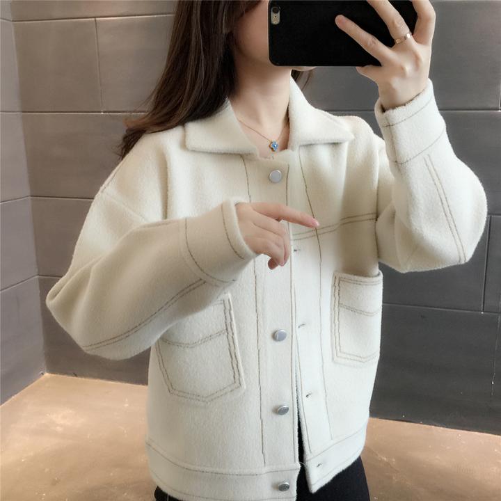 春秋新款外套女宽松百搭休闲夹克小香风开衫时尚明线设计洋气上衣