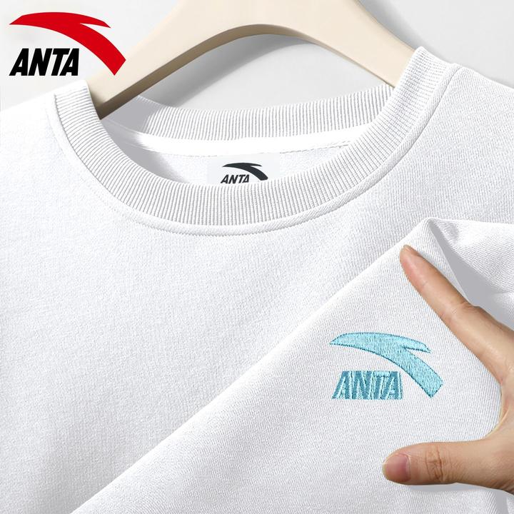 安踏运动休闲卫衣男秋季宽松透气套头衫长袖学生内搭上衣圆领上衣