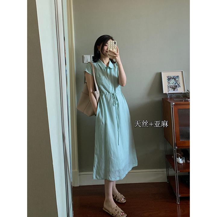 【现货清仓】花总吖【巴赛画展】显白天丝+亚麻连衣裙R425Q10051