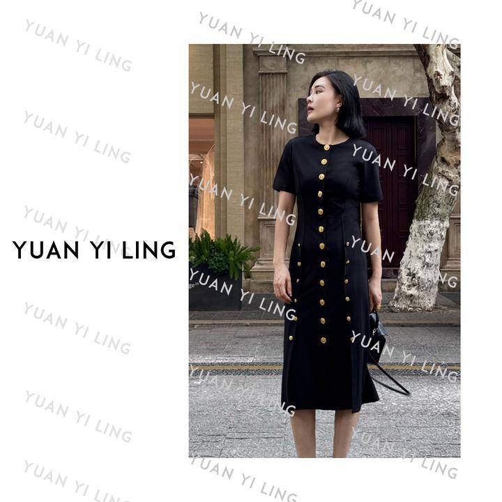 袁艺灵【V家秀款】25夏季上新款重磅醋酸法式千金优雅风女装连衣裙