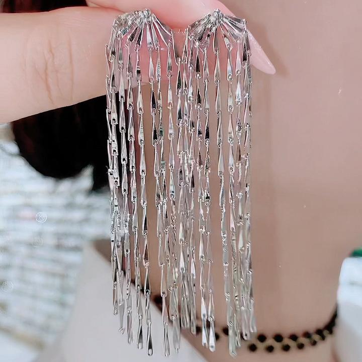 铜合金耳饰 565-灵动显白气质温柔优雅长款精致甜美流苏耳环