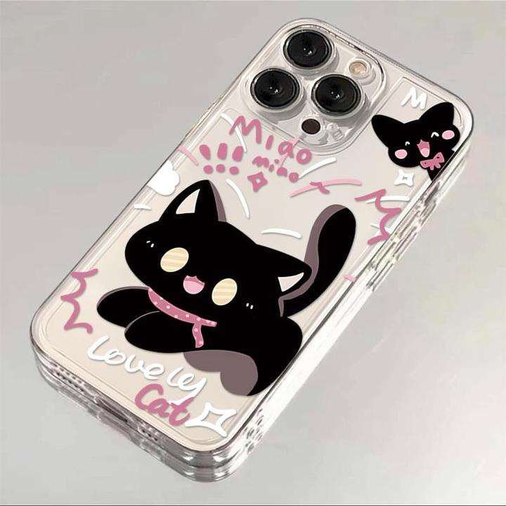 可爱少女黑猫适用iphone15/13/14苹果手机壳华为vivo小米oppo软套