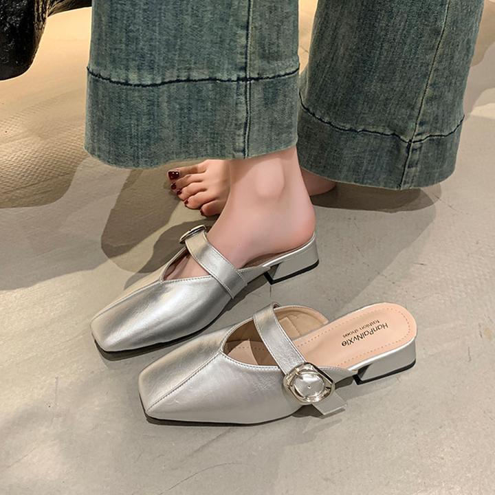 平底法式包头拖鞋女2025春夏季新款外穿时尚百搭懒人一脚蹬半拖鞋