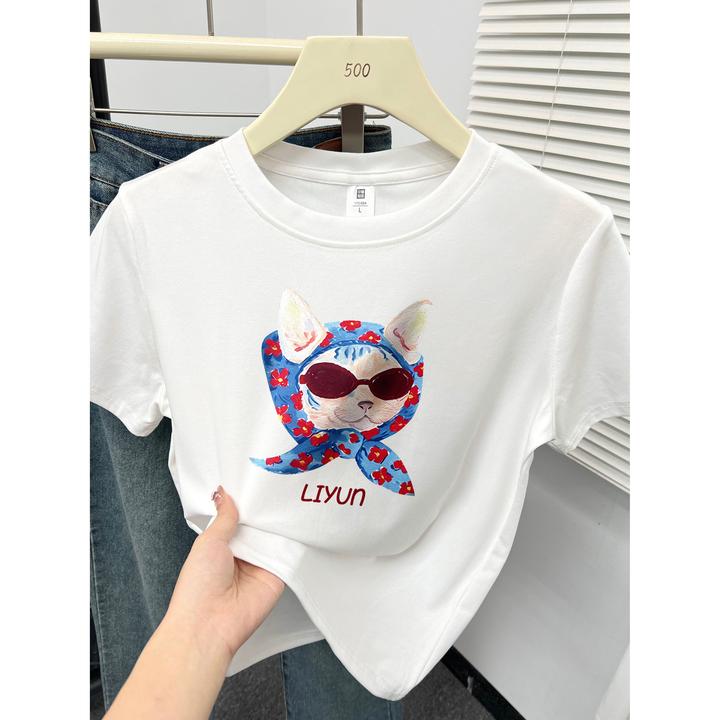 2025新款夏季大码胖mm短袖t恤女正肩修身休闲百搭减龄上衣打
