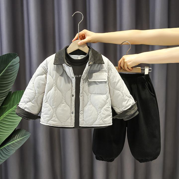 儿童套装秋冬装帅气男童休闲洋气三件套男孩宝宝冬季加绒时髦童装