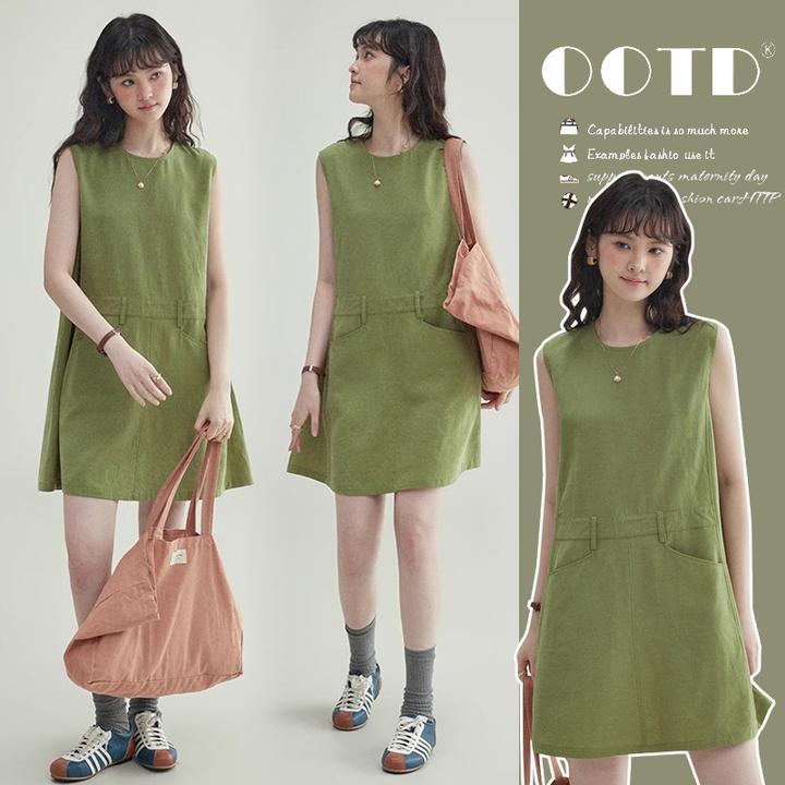 孕妇装夏季新款森系圆领背心连衣裙时尚重工小个子宽松背心裙