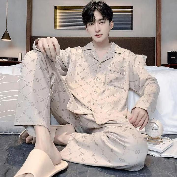 秋冬季爆款男生休闲长袖睡衣套装加大码春秋男款宽松家居服可外穿