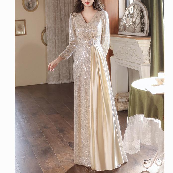 法式晚礼服2025新款高级感轻奢小众高端宴会气质主持人闪亮连衣裙