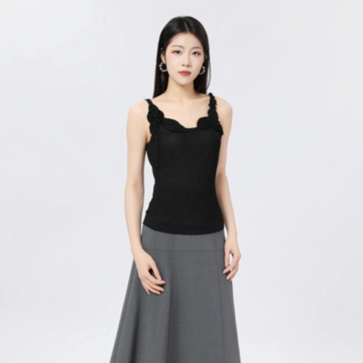 limil/丽米儿新款夏季设计款背心气质提花慵懒风吊带背心938012