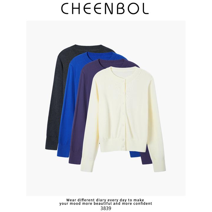 3839针织衫气质圆领女秋季新款复古高级感百搭短款开衫打底上衣