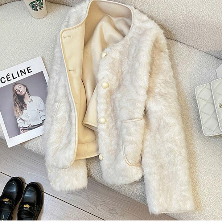 仿水貂绒环保皮草外套女2026新款名媛冬季高级感休闲保暖毛毛上衣