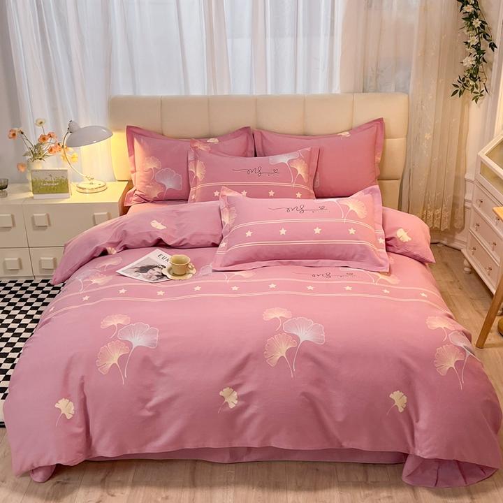 亲肤轻奢印花斜纹全棉四件套床裙100棉裸睡床上用品加厚被罩被套