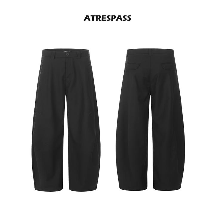 秋冬加厚黑色褶皱弯刀西裤男女垂感香蕉裤阔腿百搭长裤镰刀裤