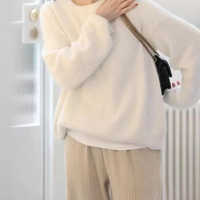 职业阿玛诗官2025秋冬新款圆领针织衫女款套头长袖上衣针织衫毛衣