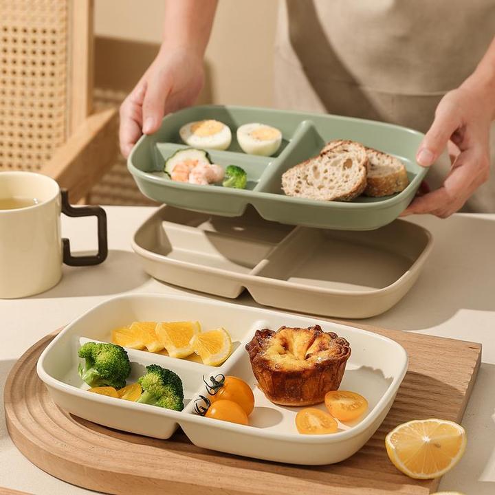 早餐盘儿童宝宝吃饭盘子分格餐盘大人减肥专用陶瓷时尚减脂餐盘