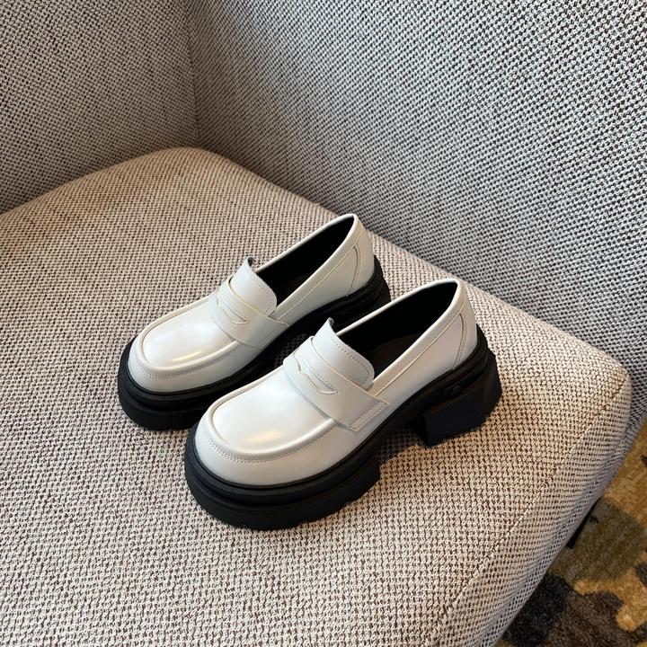 范斯玛厚底乐福鞋女2025秋季新款英伦风小皮鞋圆头单鞋学生百搭