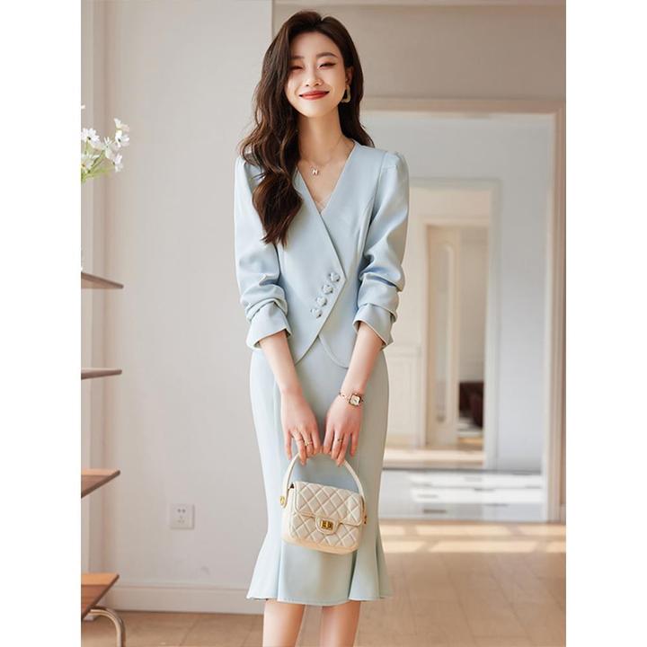 职业装西装洋气女春秋高端气质女神范主持人正装工作服套裙高级感
