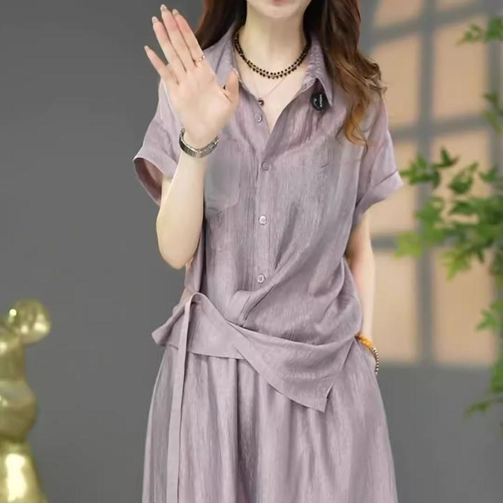 拉夏贝尔慵懒风欧版宽松时尚套装女2025夏季新款显瘦半身裙两件套