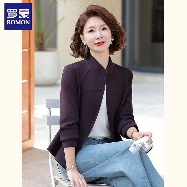 罗蒙中年妈妈秋装时尚开衫夹克上衣服2025新款中老年女装简约外套