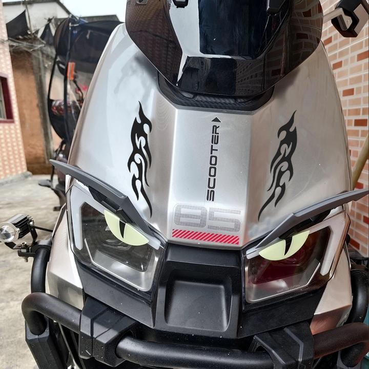 适用于台铃封神电动车头灯眉定风翼风刀改装立体恶魔眼睛装饰贴花