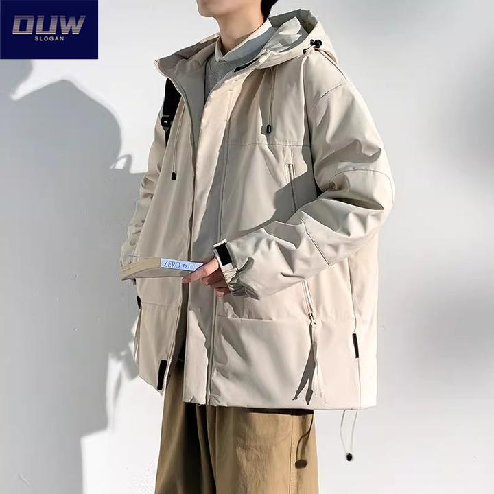 O.U.W羽绒服男士冬季2025年新款外套工装宽松学生青少年加厚外套