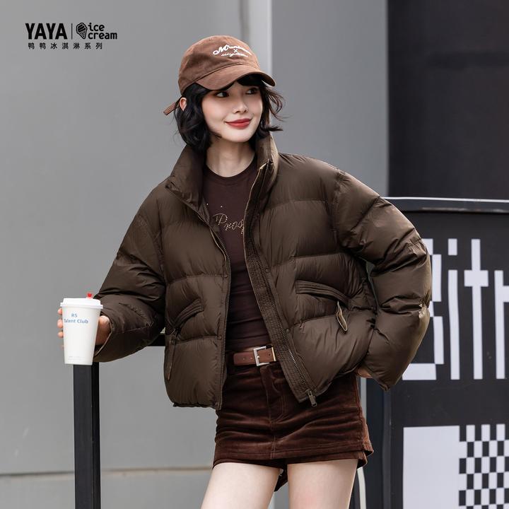 YAYA/鸭鸭羽绒服女款爆款2025新款正品冰淇凌系列新国标90绒外套