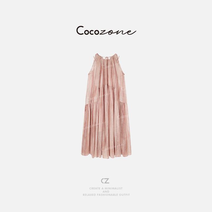 COCO ZONE 刘一一 大理石纹理艺术氛围垂感裙摆连衣裙CD1A0935