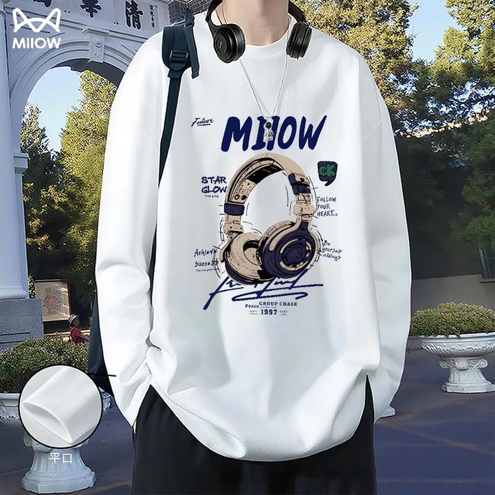 MiiOW/猫人长袖T恤男生青少年学生内搭潮流港风打底衫休闲上衣服