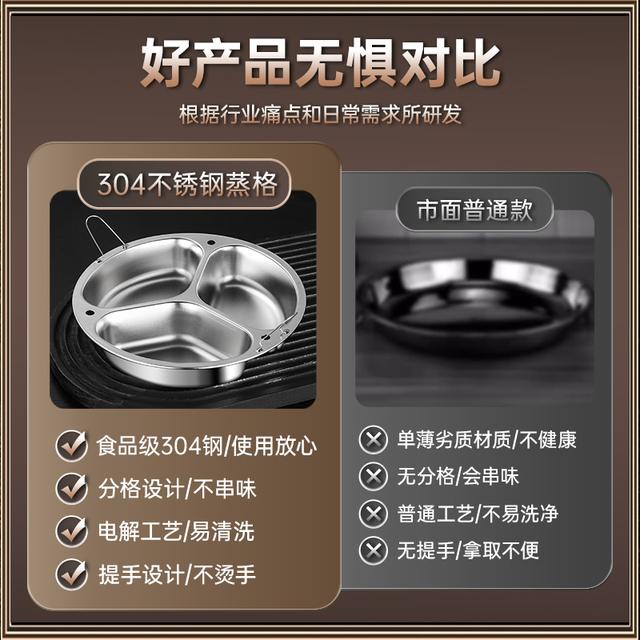 鸳鸯蒸盘304不锈钢蒸米饭神器电饭煲分格蒸碗圆形电饭锅蒸笼蒸格