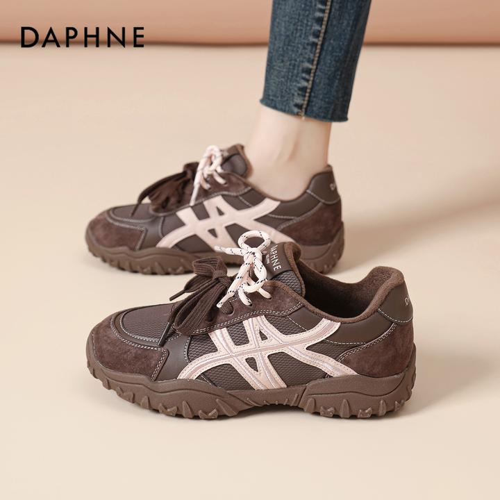 达芙妮二棉德训鞋女秋冬2025新款加绒百搭今年流行爆款阿甘休闲鞋