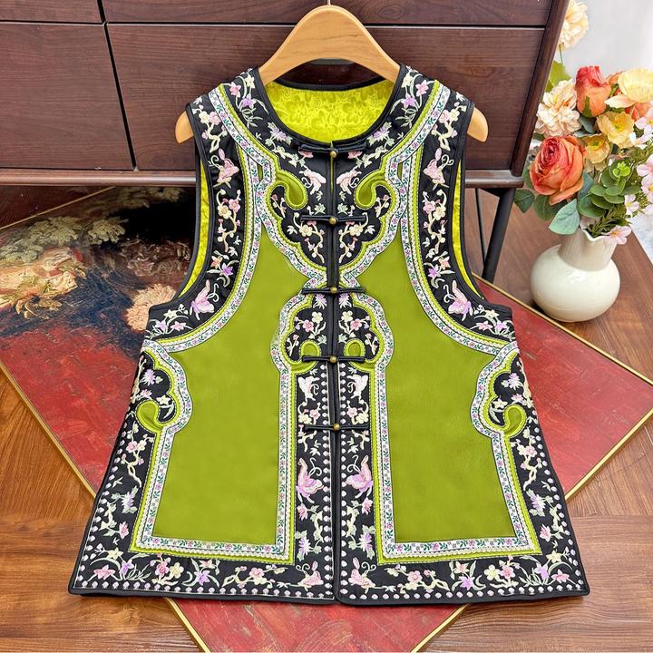 【锦绣江南】2025秋季新款新中式国风重工刺绣马甲圆领中长款坎肩