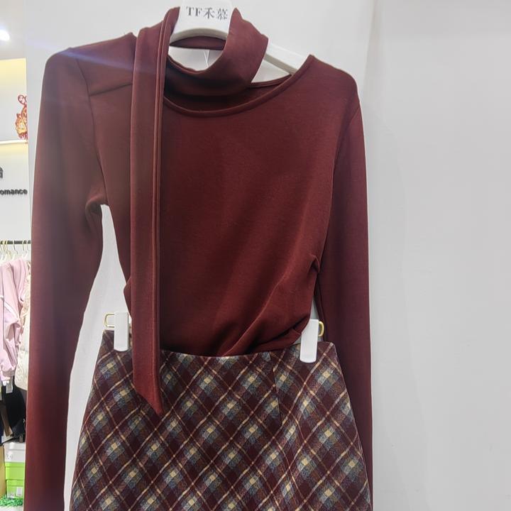 飘带打底显瘦外穿上衣棉