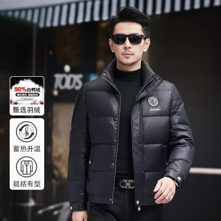 PAVENATNO/巴韦那奇亮面羽绒服男士新款立领保暖外套短款加厚冬装