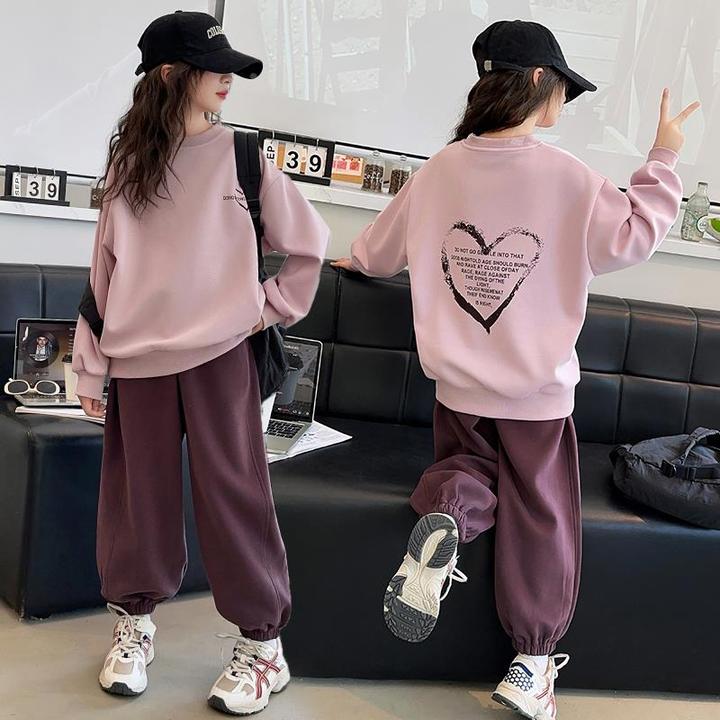 女童秋装套装2024新款洋气时髦春秋季衣服儿童休闲运动卫裤两件套