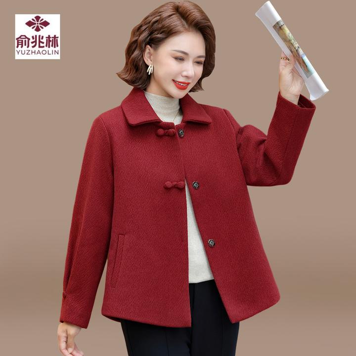 妈妈秋装毛呢外套新洋气呢子大衣妈妈装高档上衣服女喜婆婆婚宴装