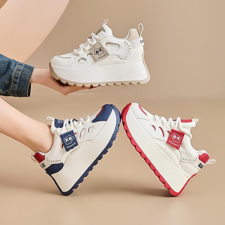 秋冬季松糕厚底女鞋ins网红百软底轻盈不累脚厚底增高7cm阿甘鞋