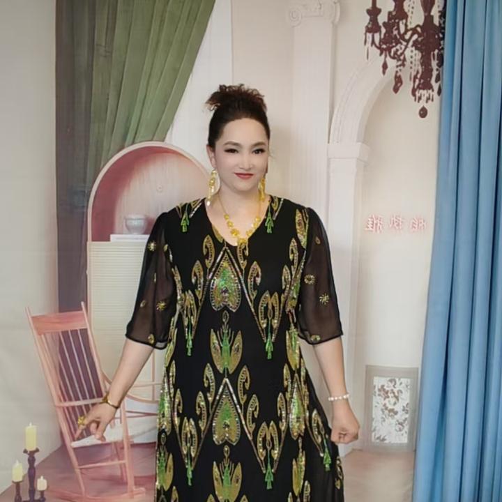 新款妈妈装花纹吸汗裙吊带中长裙连衣裙印花女装气质夏季【YURAK】
