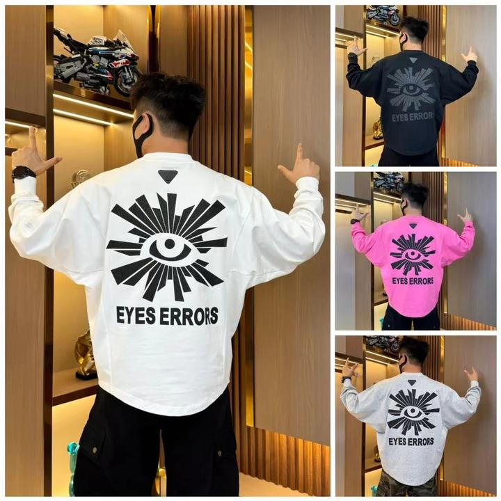 2025秋冬新款潮流蝙蝠袖圆领宽松显瘦长袖T恤男洋气百搭美式卫衣