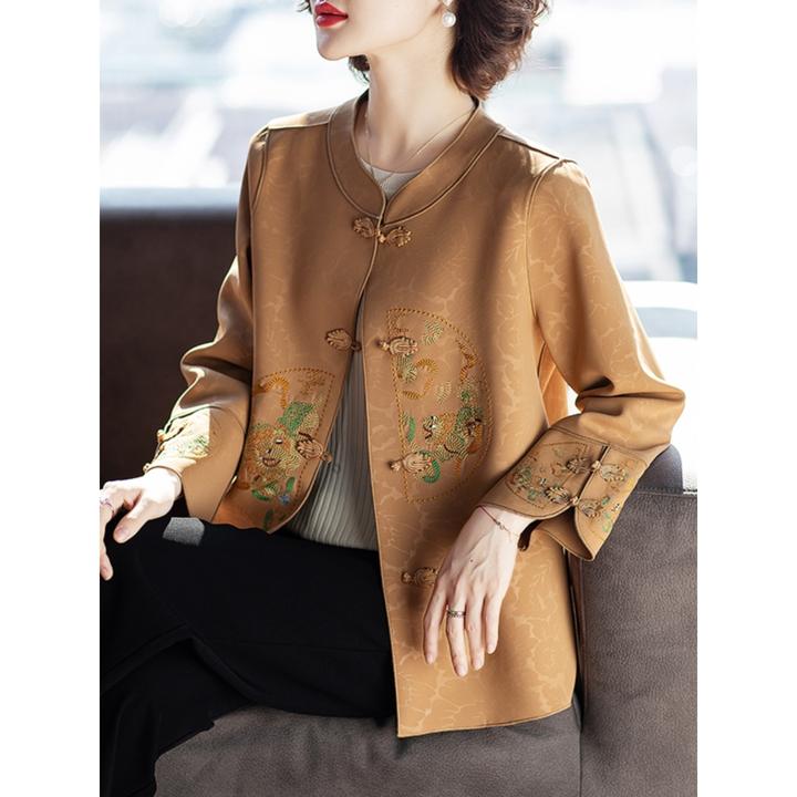 俞兆林中老年女妈妈秋装外套夹克2024新款休闲时尚洋气秋冬40岁50