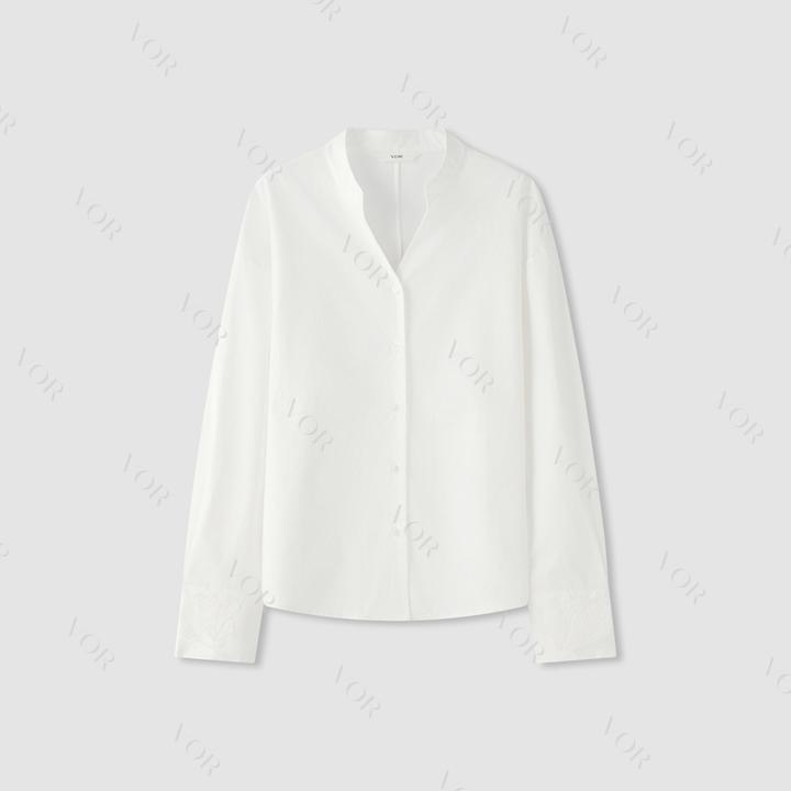 【冬姐自主品牌】VOR 100%棉简约修身纯色衬衫 V25300093