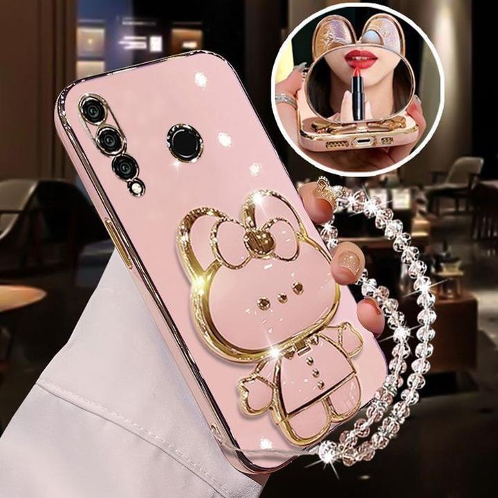 适用华为nova4手机壳补妆镜子支架VCEAL00硅胶软壳全包防摔带手链