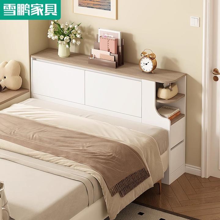2025新款奶油风床尾夹缝柜卧室榻榻米储物柜定制床头斗柜6F104